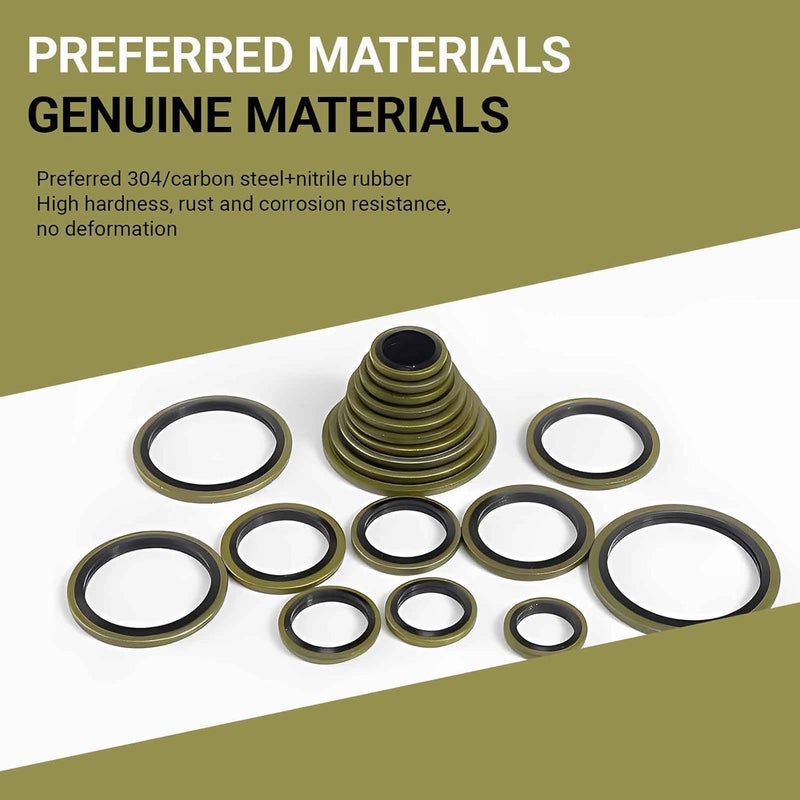 GOFIRA 100 Pieces NBR Metal Bonded Sealing Washer Kit 6 Varieties(M6,M8,M10,M12,M14,M16) for Automotive,Pumps,Fuel Systems,Valves,Compressors Fitting Seal Leak Repair,Black Color - Image 3